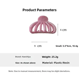 Détails des dimensions et spécifications de la pince à cheveux motif marbre rose