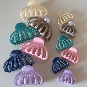 Pince à Cheveux en Acétate Motif Marbre Citrouille Ajourée Élégante Grande Petite Pince Requin pour Femmes Accessoires Cheveux