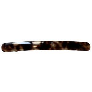 Slim acetate barrette clip with tortoiseshell pattern and glossy finish for women