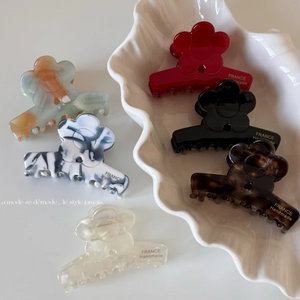 Pince Crabe à Cheveux en Acétate Fleur Style Français Élégant Fait à la Main Iridescent Motif Marbre pour Femme