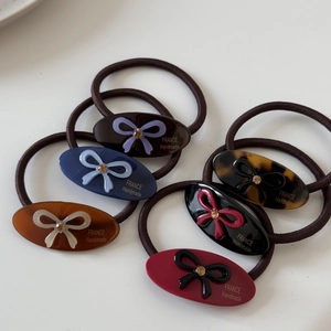 Lot de 6 chouchous élastiques en acétate avec nœud en strass en couleurs assorties