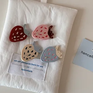 Süße Erdbeere Acetat Haarklammern Mit Strass Süße Frucht Entenschnabel Clips Mode Haarschmuck Für Damen Mädchen Styling