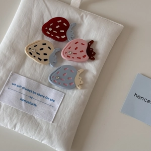 Set mit 4 niedlichen Erdbeer-Haarklammern aus Acryl in verschiedenen Farben mit Strasssteinen