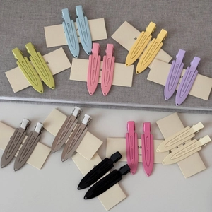 Colorful metal long duckbill hair clips in 10 assorted matte and polished finishes