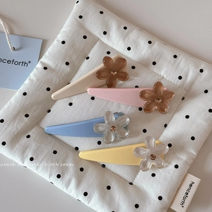 Pince à Cheveux Fleur Triangle Douce Résine Alliage Strass Clip Bec de Canard Style Frais Femme Fille Accessoire Cheveux