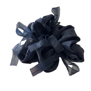 Elegant puff chiffon bow scrunchie for women in ballet style dark organza fabric