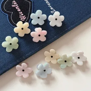 Mini Flower Hair Claws Acetate Rhinestone Hair Clips For Women Girls Sweet Floral Hair Accessory Small Jelly Claw Clips