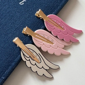 Cute Angel Wing Hair Clips For Women Girls Acetate Alloy Rhinestone No Trace Makeup Hairpins Sweet Wing Shaped Side Bangs Clips