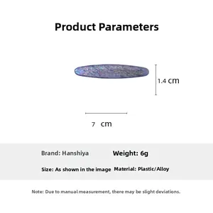 Detail showing shell cat eye glitter hair clip dimensions 7cm x 1.4cm on white background