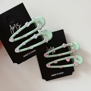 Exquise Munt Groen Strass Eendenbek Haarclip Koreaanse Stijl Geometrische Zijclip Elegante Haaraccessoires Voor Dames