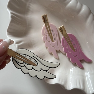 Cute angel wing hair clips set with rhinestones in white, light pink and rose colors