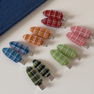 Lot de 12 barrettes à cheveux colorées à carreaux avec un design de feuille doux vintage