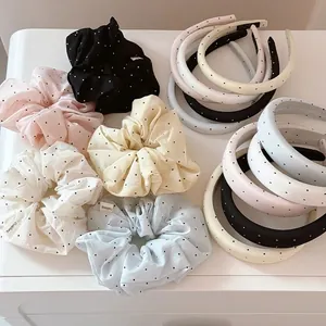 Korean Style Polka Dot Wide Headband Retro Padded Sponge Hair Band Narrow Headband Scrunchie Daily Fashion Hair Accessories For Women