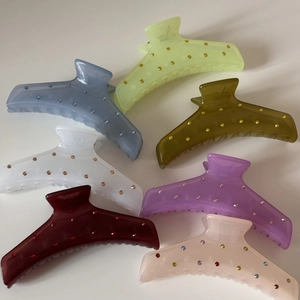 Lot de pinces à cheveux colorées avec strass en acrylique translucide pour femmes