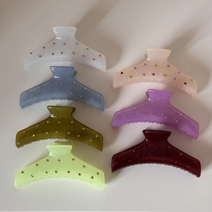 Pince à Cheveux Élégante Style Coréen avec Strass pour Femmes Grande Pince en Résine Accessoire Cheveux Antidérapant