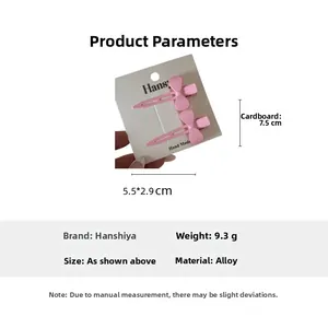 Détails des barrettes nœud rose mat avec spécifications de taille et de poids