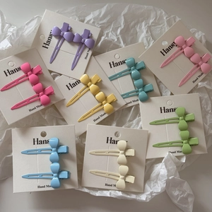 Lot de 8 paires de barrettes à cheveux nœud papillon en métal aux couleurs macaron