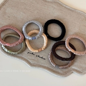 Chouchous en Satin Plissé Style Coréen Minimaliste Élastique Couleur Unie Accessoires de Cheveux pour Femmes