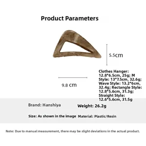 Detailed size specifications for marble texture triangular hair claw with resin finish