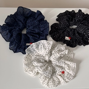 Large Polka Dot Hair Scrunchies Ruffled Pleated Cloth Handmade Elastic Hair Ties For Women Girls Daily Hair Accessories