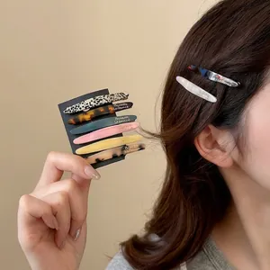 Barrette à Cheveux en Acétate Style Français Élégante Feuille de Saule Barrette en Cellulose Minimaliste avec Inscription Or