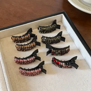 Exquisite sparkling rhinestone mini duckbill hair clips for women in various colors