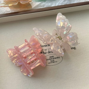 Iridescent 3D butterfly hair claw clip with colorful acetate double layer wing design