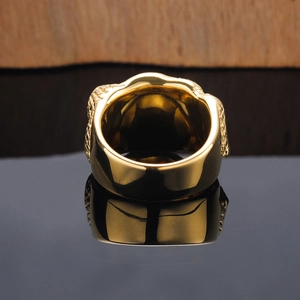 Golden punk viper ring for men featuring realistic snake scale texture and metallic shine