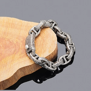 Vintage Distressed Stainless Steel Anchor Link Bracelet For Men Industrial Hip Hop H-shaped Chain Bracelet Jewelry Accessory