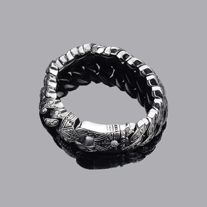 Pulsera cubana vintage de acero inoxidable para hombre con cierre grabado estilo barroco