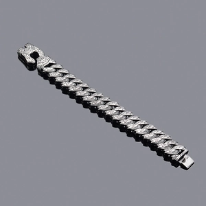 Pulsera de cadena cubana retro de acero inoxidable para hombre con grabados tótem