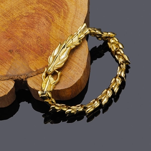 Bracciale da uomo a scaglie di drago dorato con chiusura a testa di drago vintage