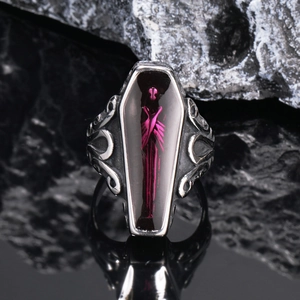 Gothisch Sarg Mumie Skelett Ring Herren Titanstahl Distressed Vintage Punk Rock Finger Schmuck Halloween Party Geschenk