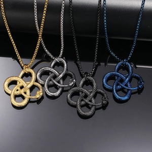 Vintage Ouroboros Snake Pendant Necklace Stainless Steel Gothic Punk Rock Jewelry For Men Women Twisted Animal Charm