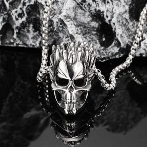 Gothik Totenkopf Anhänger Halskette Edelstahl Punk Rock Hip Hop Schmuck Für Herren Retro Skelett Geist Kopf Anhänger Streetwear Accessoires