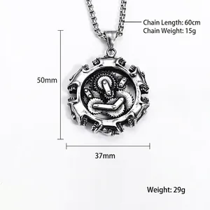 Collana con ingranaggi meccanici industriali in acciaio al titanio e catena da 60 cm
