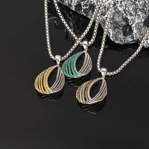 Collier Pendentif Goutte Eau En Acier Inoxydable Bohème Avec Zircone Cubique Bijoux Larme Évidés Pour Femmes Accessoire Mode