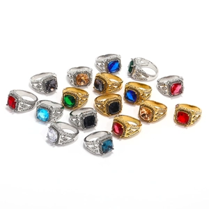 Luxurious wide rectangle gemstone rings with four-claw setting in various vibrant colors