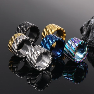 Titanstahl Breiter Bandring Für Herren Industrielles Reifenprofil Muster Punk Hip Hop Stil Retro Schmuck Fingerring Geschenk