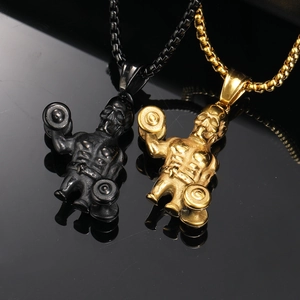 Edelstahl Totenkopf Muskelmann Hantel Anhänger Halskette Für Herren Fitness Gym Thema Hip Hop Punk Rock Gothic Schmuck