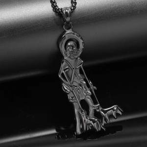 Punk-Pharao-Anhänger im Retro-Stil mit Hundefigur und dunkler Box-Kette für Herren