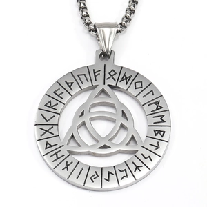 Nordische Wikinger Triquetra Anhänger Kette mit Runenkreis aus hochwertigem Edelstahl