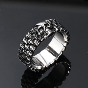 Anello da Uomo Punk Gothic in Acciaio Inossidabile con Teschio Gioielli Hip Hop Rock Biker Fascia Anello per Uomo Ragazzi Regalo