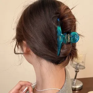 Vintage Acetate Marble Pattern Hair Claw Clip For Women Handmade Large Shark Clip Korean Style Strong Hold Hair Accessory