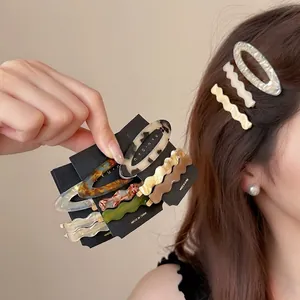 Acetate Hair Clip For Women Oval Wave Hair Barrettes Tortoise Shell Side Clip Korean Fashion Elegant Hair Accessories Jewelry