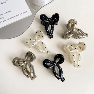 Korean Polka Dot Bow Hair Claw Clip Sweet Resin Butterfly Shark Clip Small Exquisite Half Tie Hair Accessories For Women