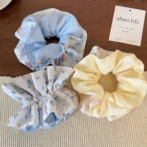 Dreiteiliges Scrunchie-Set mit süßen Bärenmustern und hochwertigem Baumwollstoff