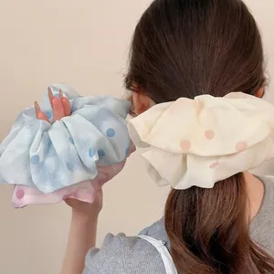 Elastici per Capelli in Mesh a Pois Stile Coreano per Donna Alta Elasticità Grandi Arricciati Accessori Moda Capelli Dolce