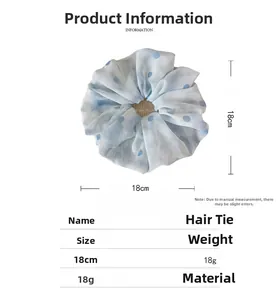 Dettaglio dell'elastico in rete azzurra a pois da 18 cm con consistenza leggera