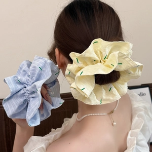 Korean Style Fresh Floral Plaid Large Scrunchies Forest Style Fabric Hair Ties Elegant Ponytail Holder For Women Hair Accessories